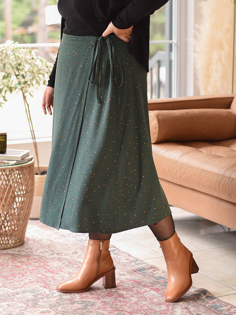 Jupe midi taille plus vert foret