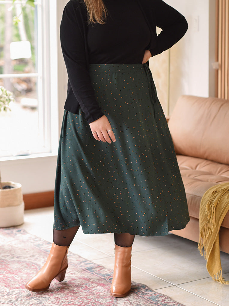 Plus size Midi wrap skirt green forest