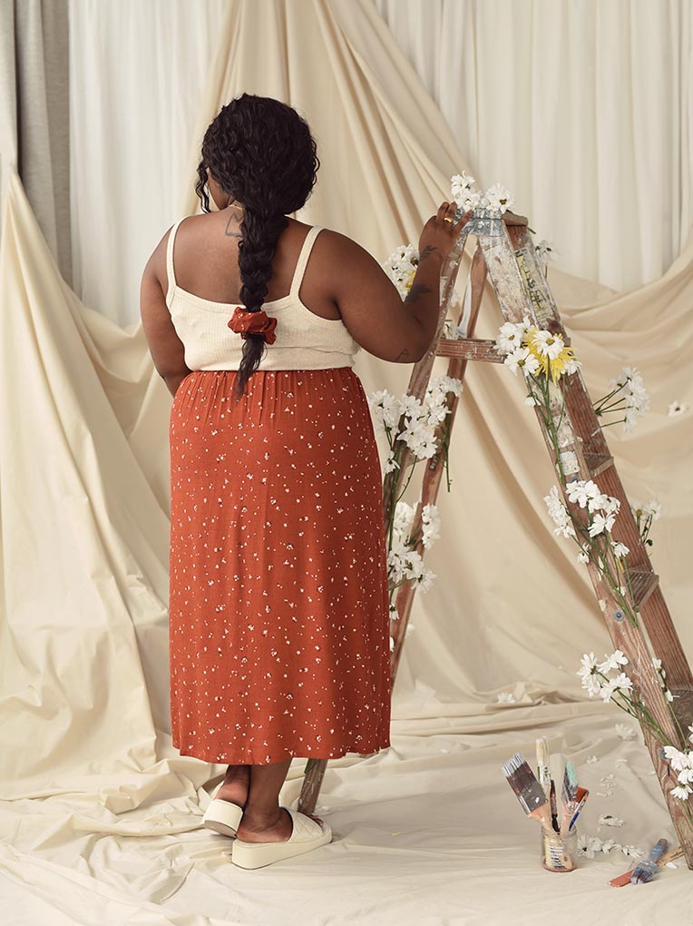 Terracotta Pleated Skirt