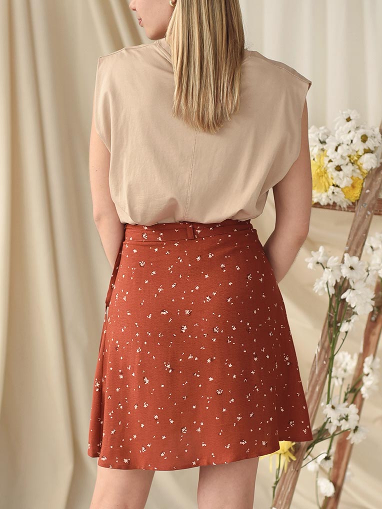 Terracotta Mini Wrap Skirt