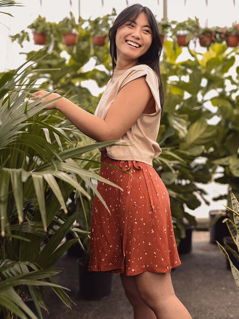 Terracotta Lily Mini Wrap Skirt