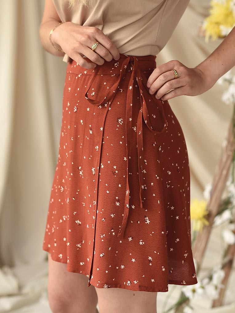 Terracotta Mini Wrap Skirt