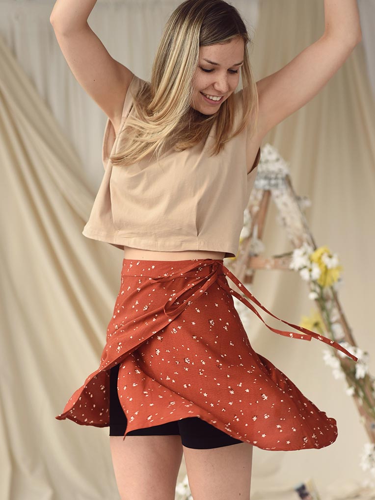 Terracotta Mini Wrap Skirt