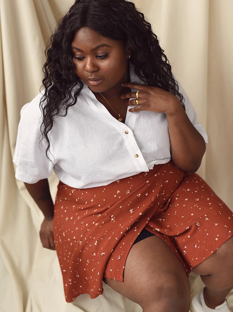 Terracotta Mini Wrap Skirt