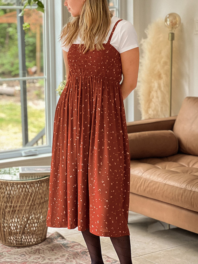 Robe à bretelle longue terracotta