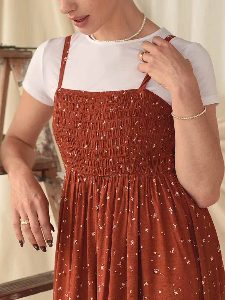 Terracotta Smocked Dress