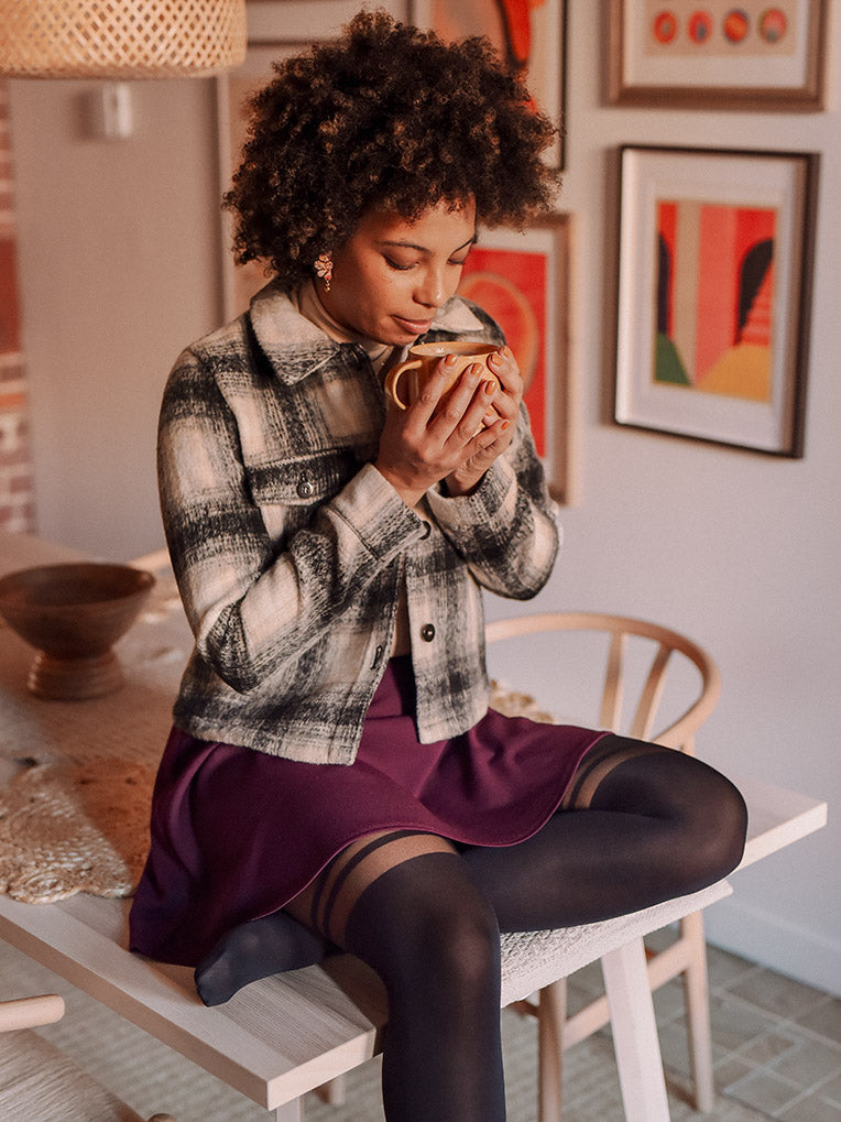 Tory Burgundy Crepe Skater Skirt
