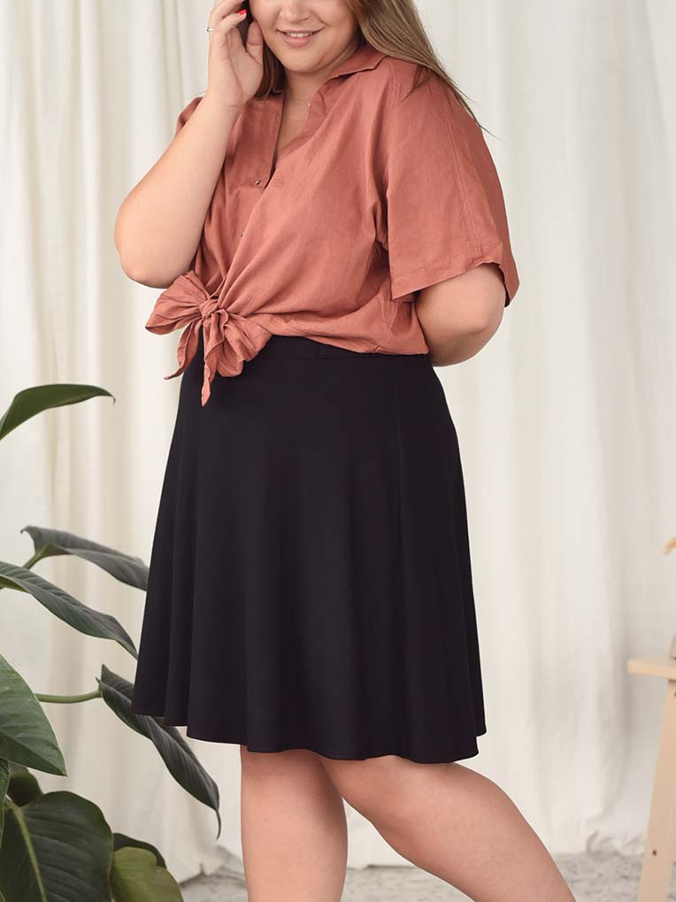 Plus size black skater skirt