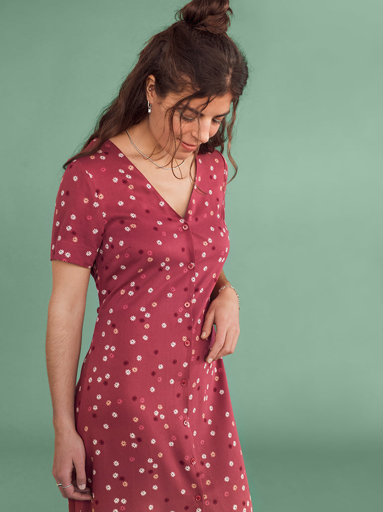 Women's pink  Buttoned Dress