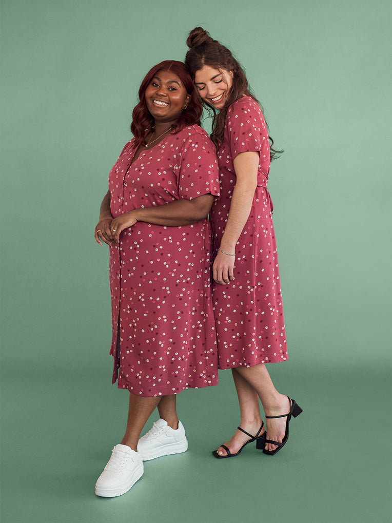 Women's pink  Buttoned Dress